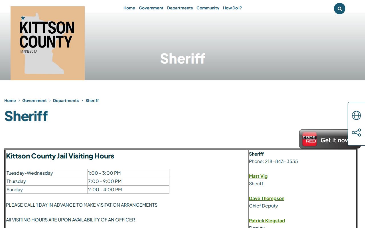 Kittson County Sheriff release record starting point